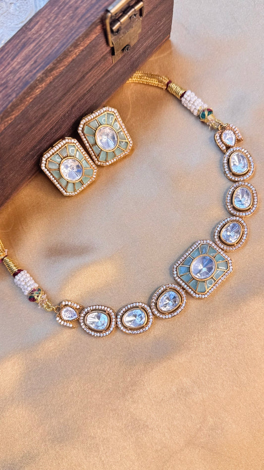 Premium Moissonite emerald/sapphire Choker Set