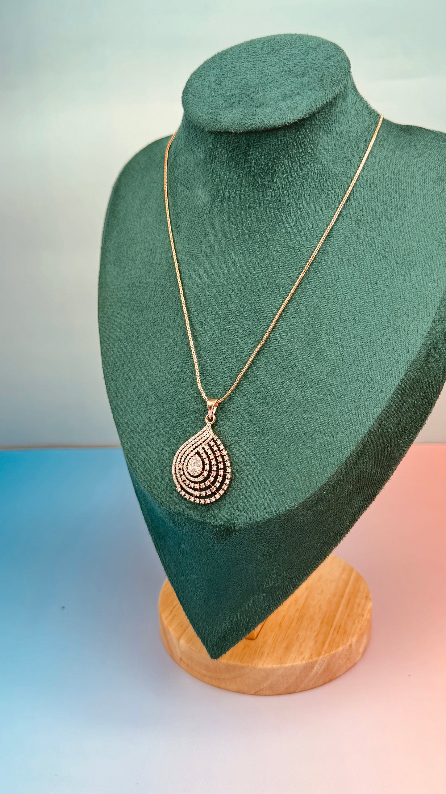 Premium AD Layered Pendant Set with Earring and chain