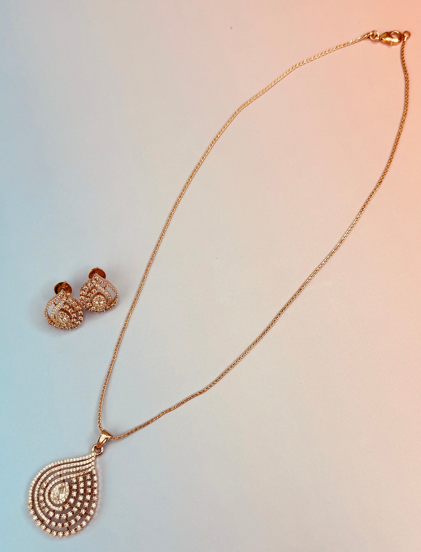 Premium AD Layered Pendant Set with Earring and chain