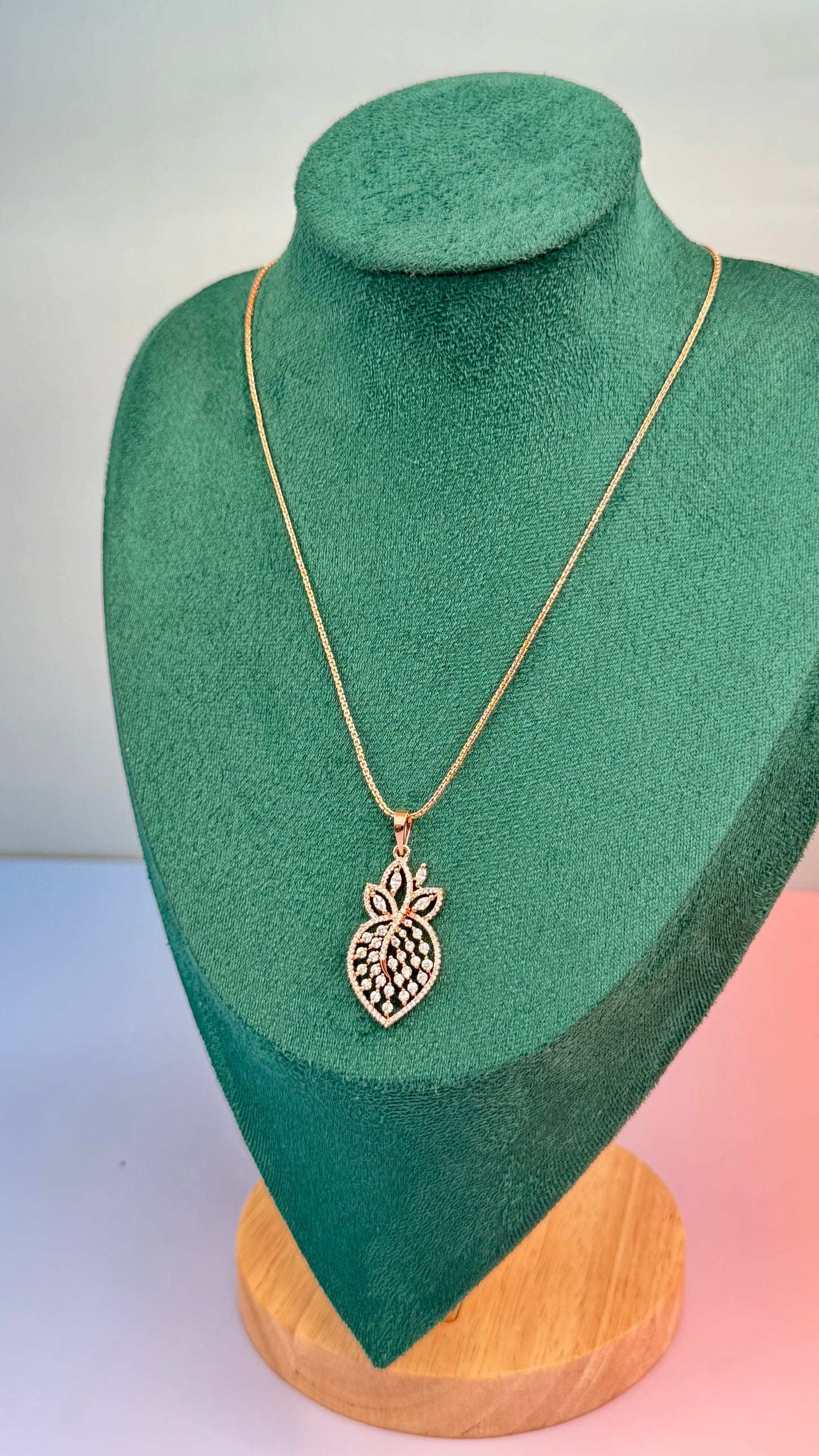 Premium AD Strawberry Pendant set with earrings and chain