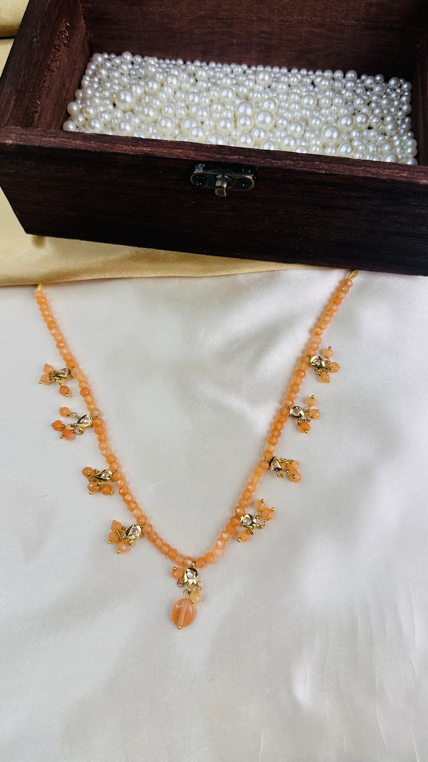 Bead Drop Necklace Peach