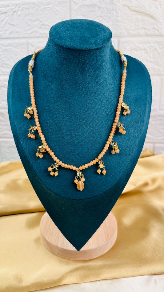Bead Drop Necklace Peach
