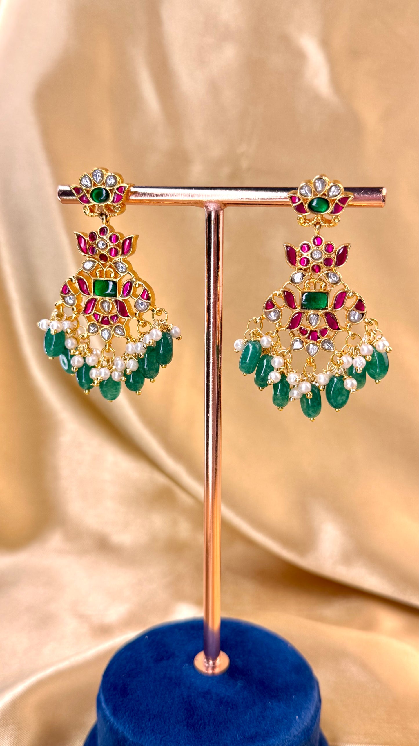 Jadau Green Drop Earrings