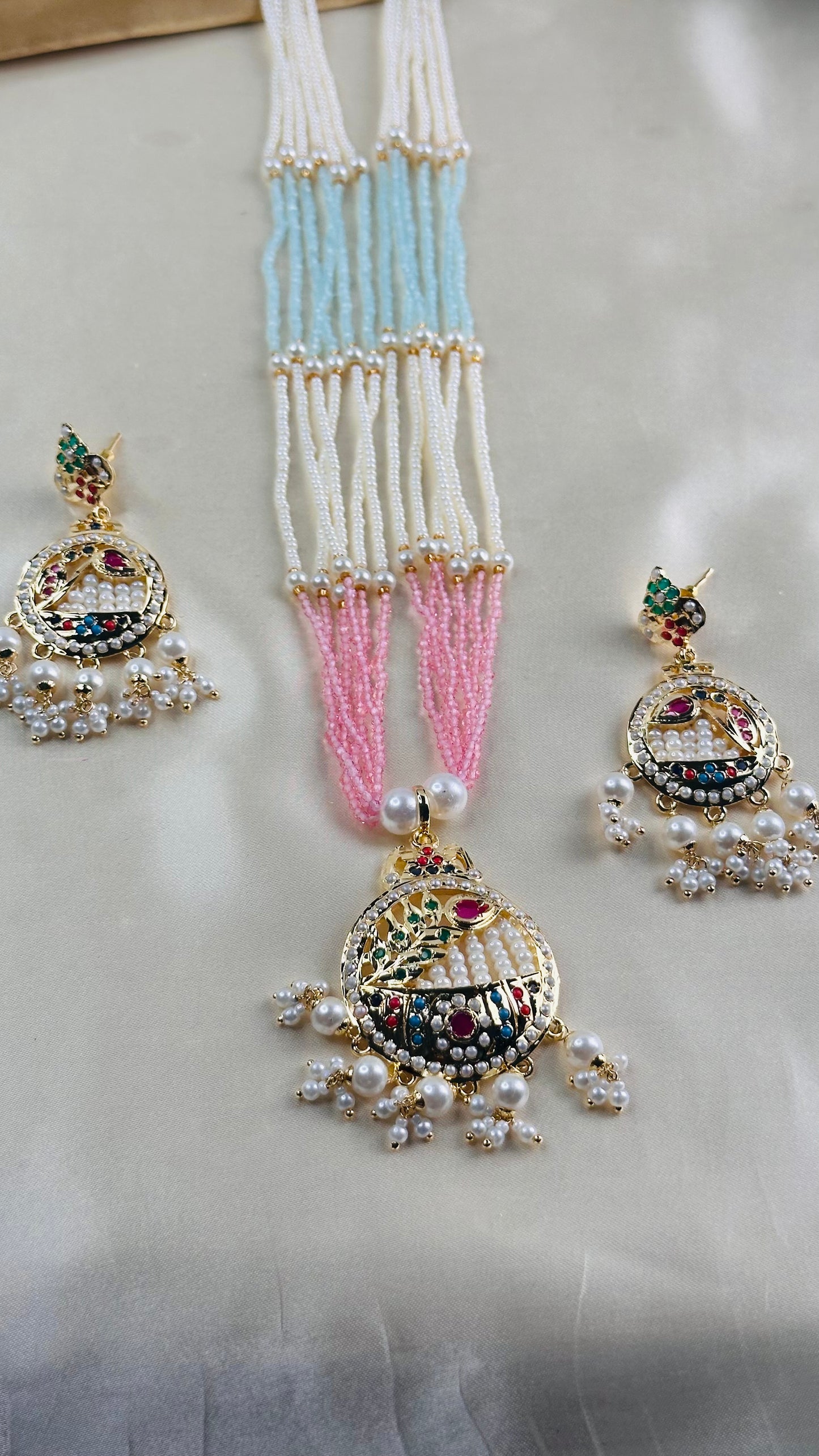 Began Pearl Jadau Haram green pink