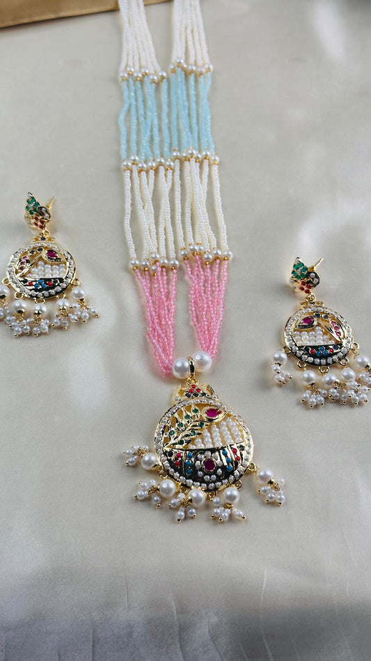 Began Pearl Jadau Haram green pink