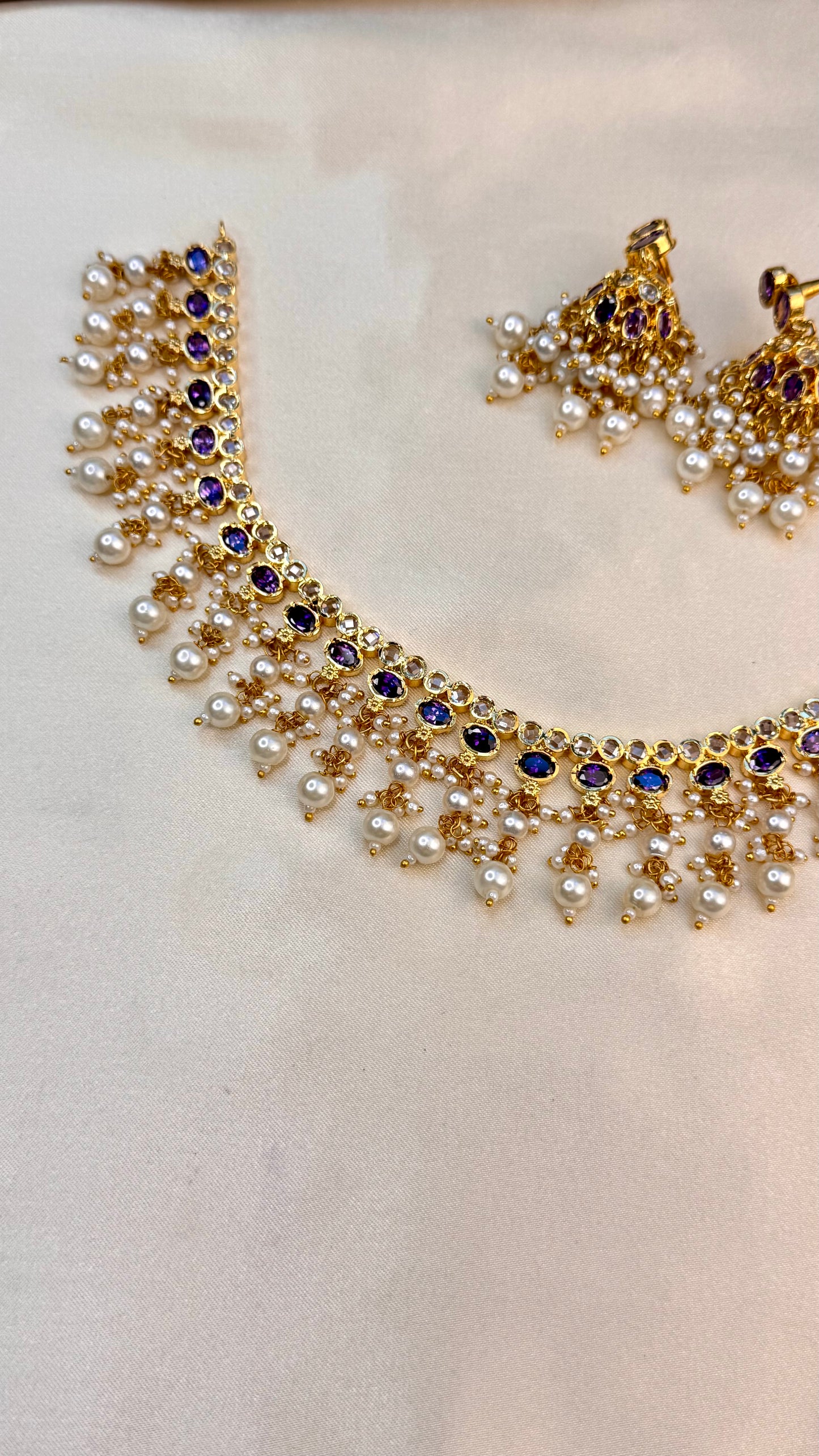 Premium Rajasthani Pearl drop necklace set