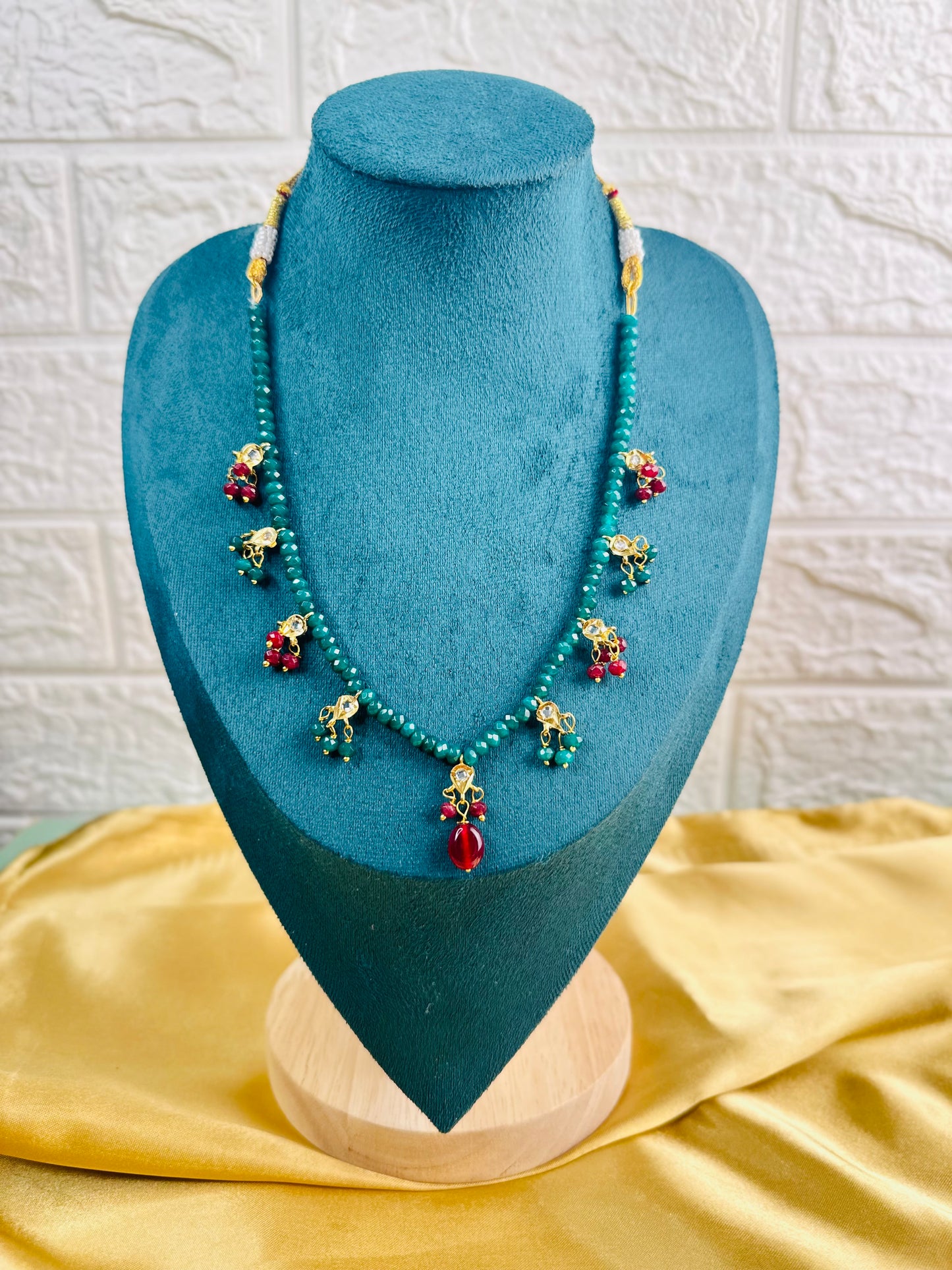 Bead Drop Necklace Green