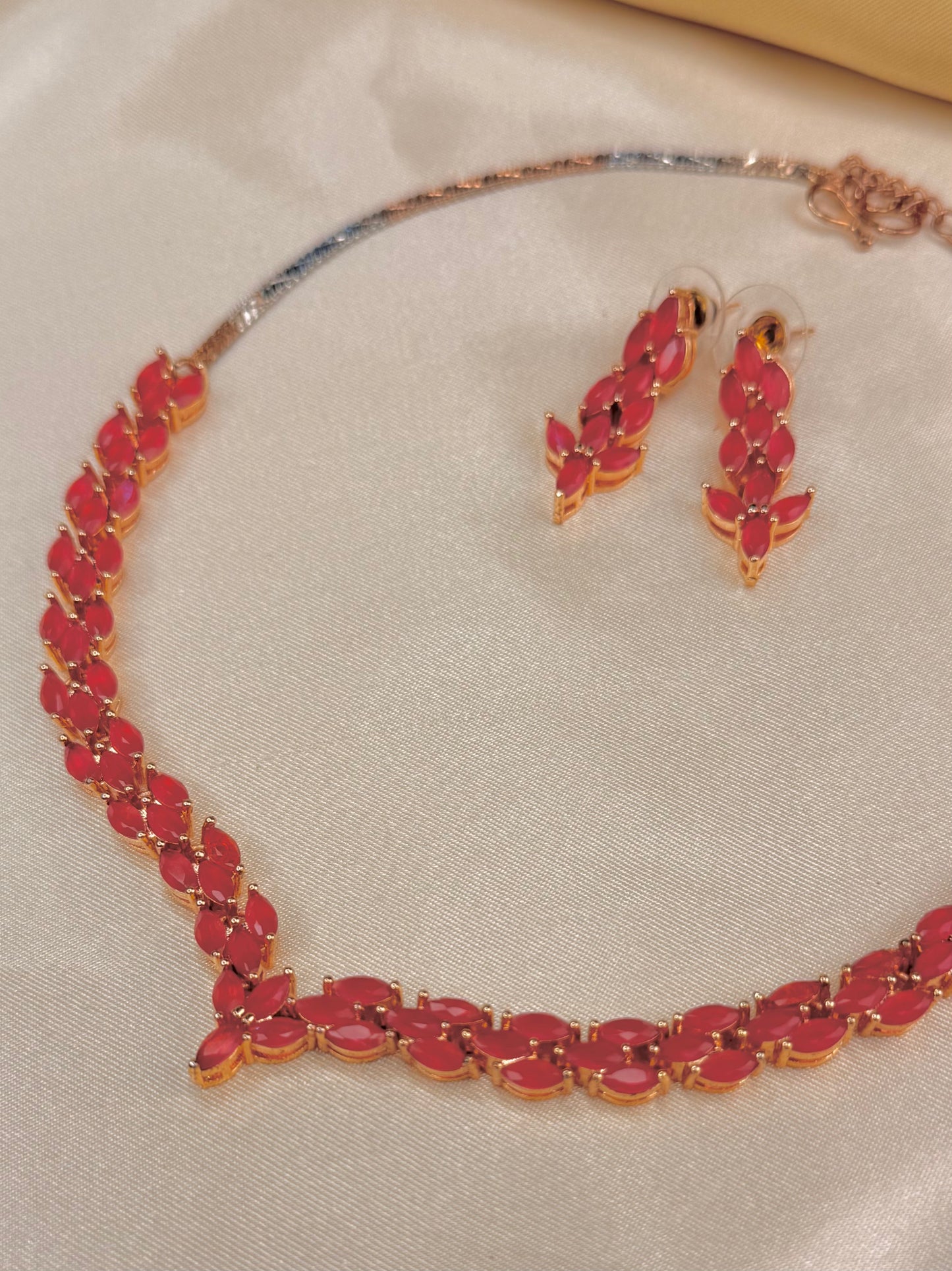 AD Ruby Necklace Set