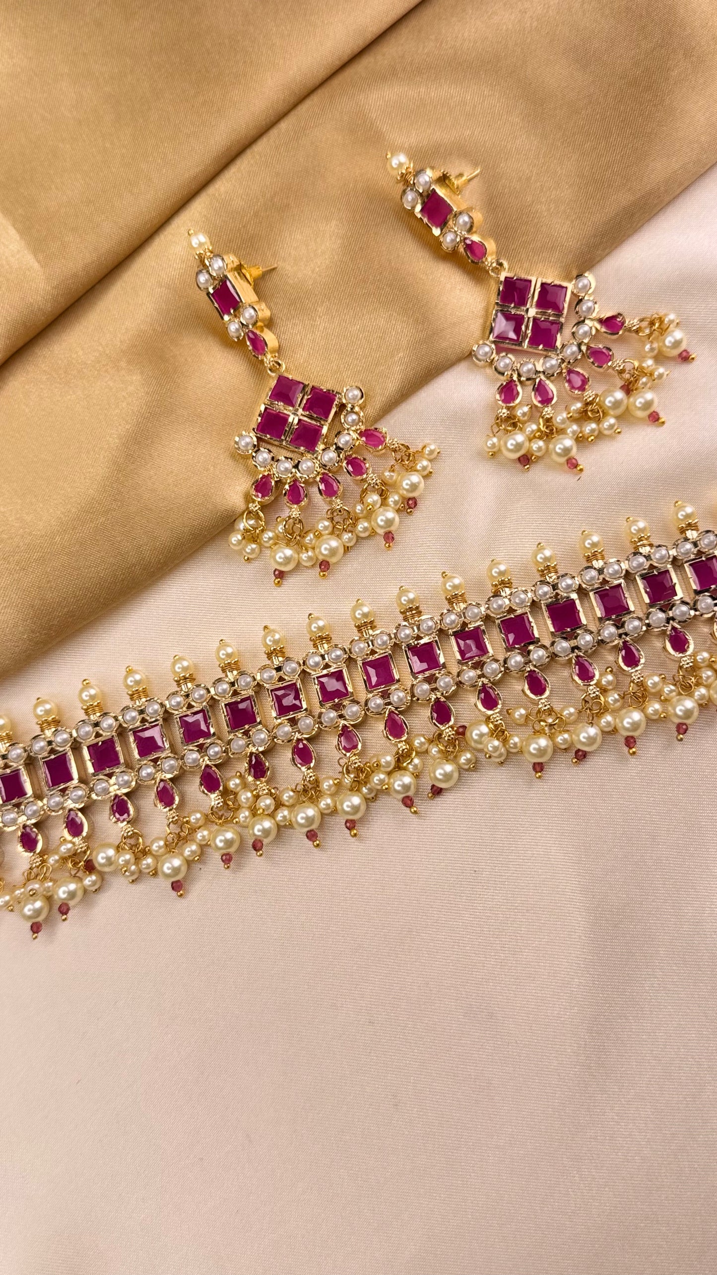 Premium Rajasthani Zarina Glow Choker Set