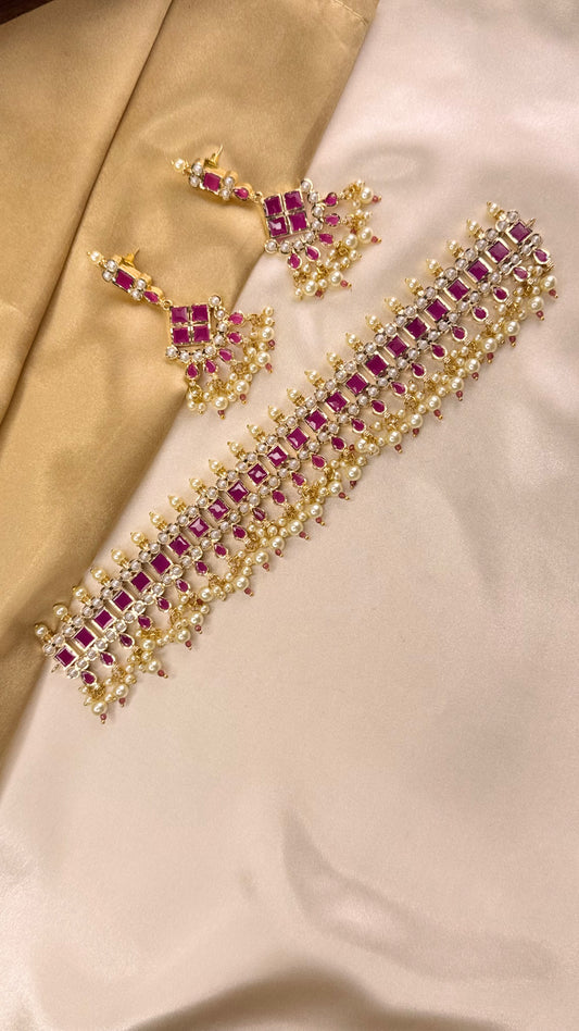 Premium Rajasthani Zarina Glow Choker Set