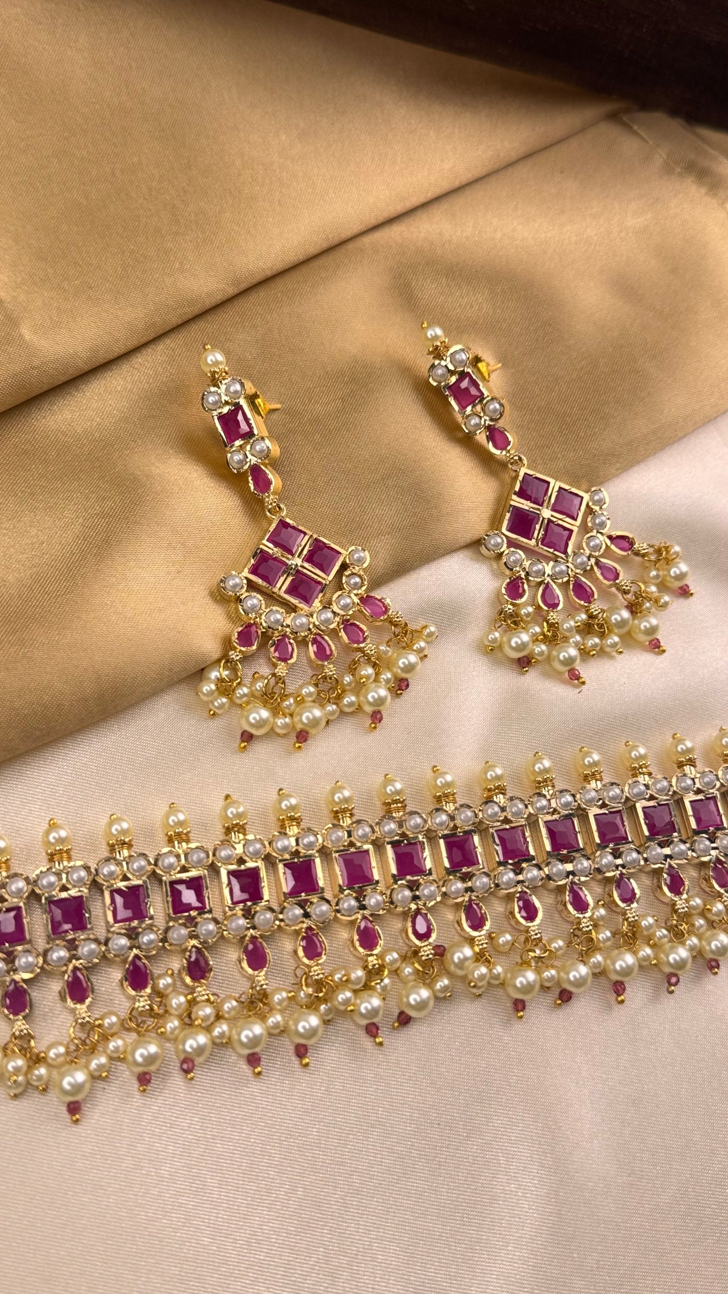 Premium Rajasthani Zarina Glow Choker Set