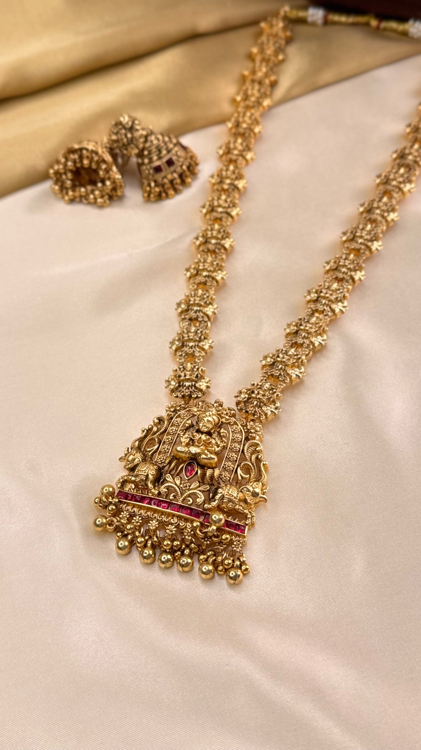 Temple Ruby Haram with Jhumkas