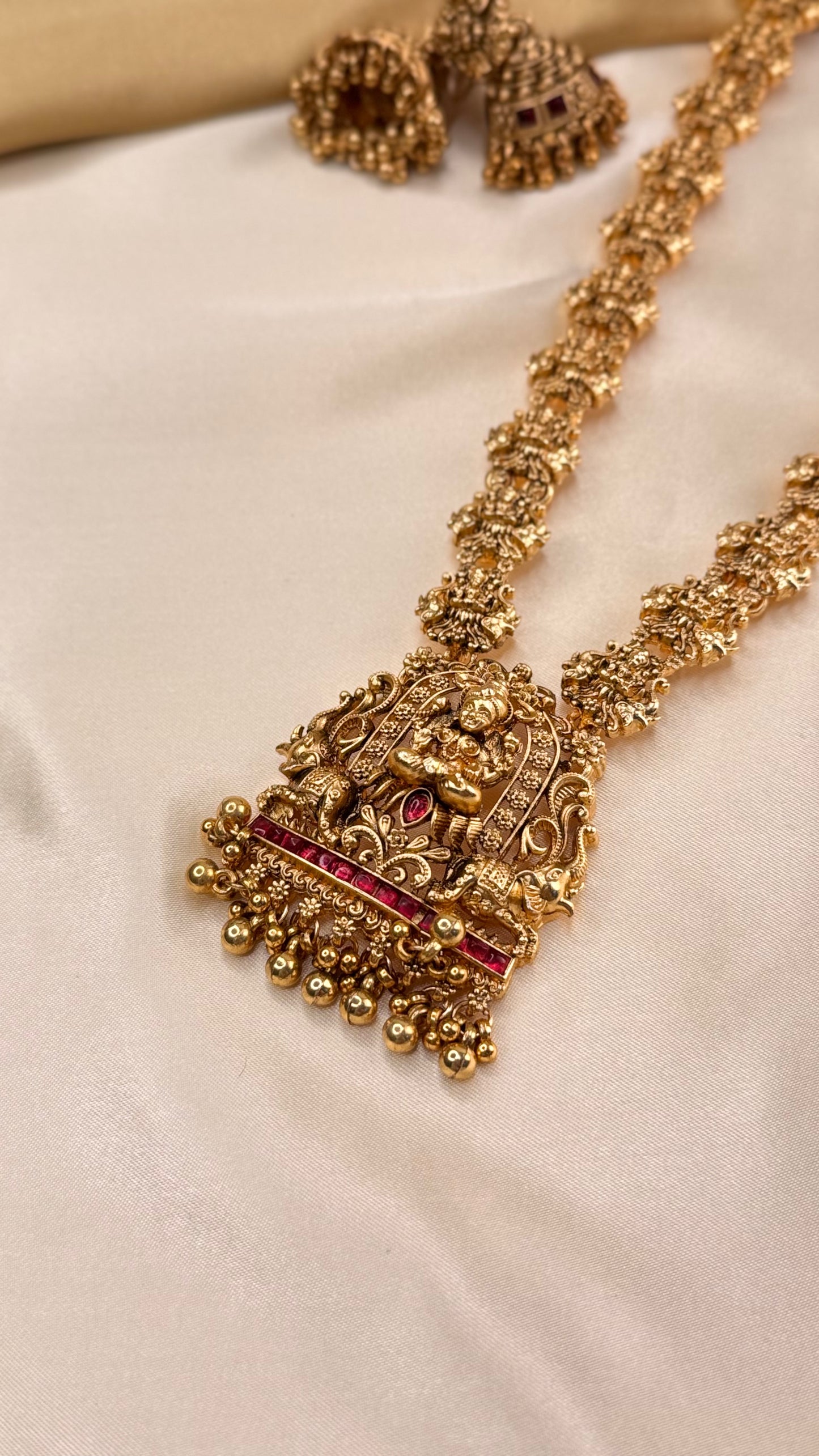 Temple Ruby Haram with Jhumkas