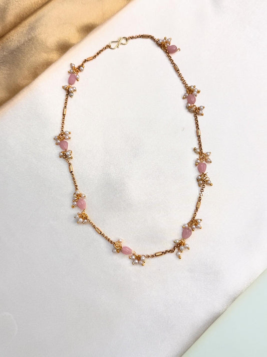 Single layered Pink beaded chain