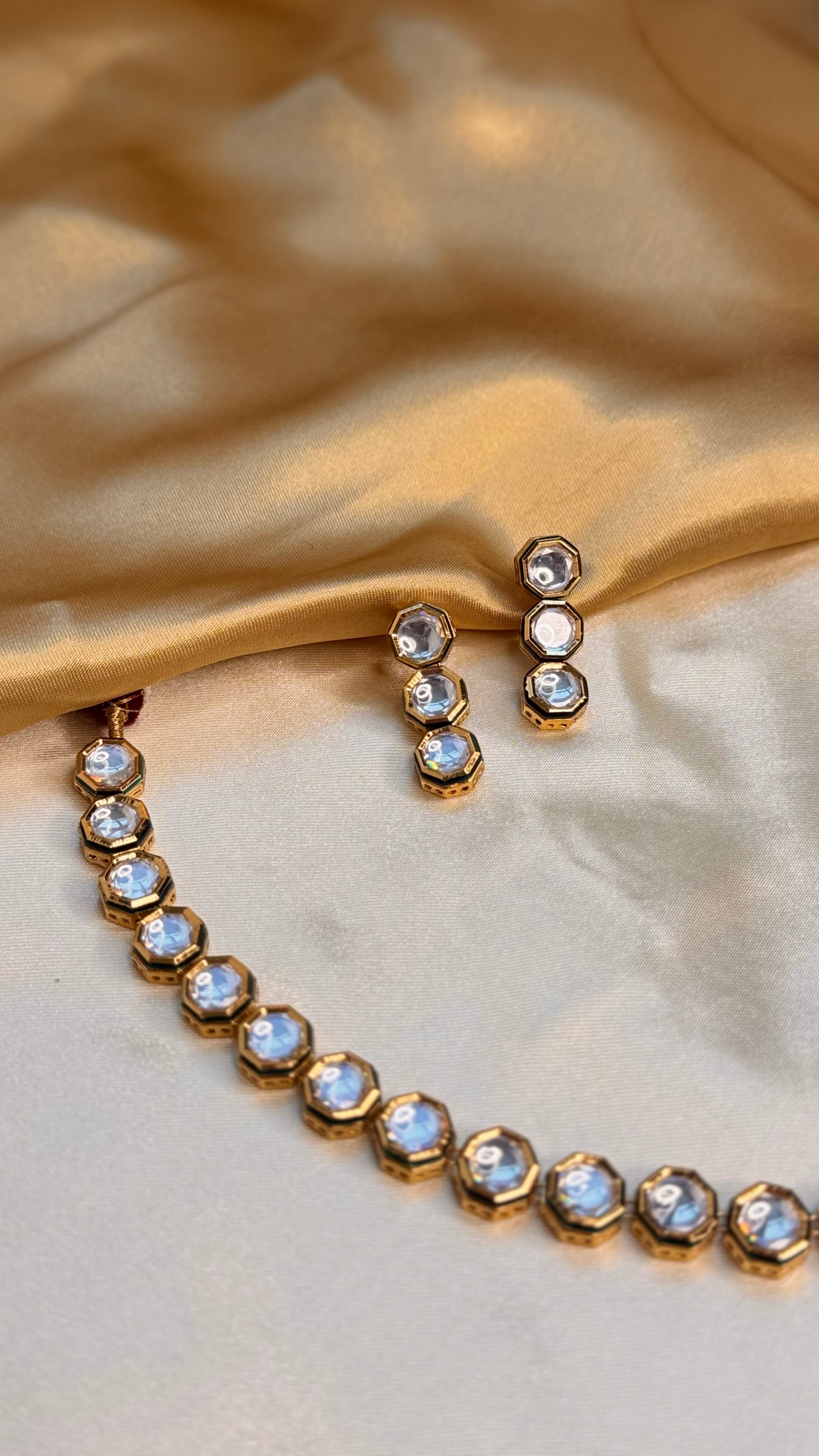 Precious Kunthan Moissonite Necklace Set
